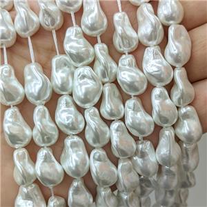 Baroque Style Pearlized Shell Beads White Freeform, approx 10-16mm [SHP325]