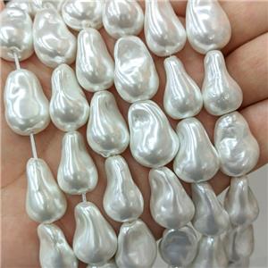 Baroque Style White Pearlized Shell Beads Freeform, approx 15-20mm [SHP326]