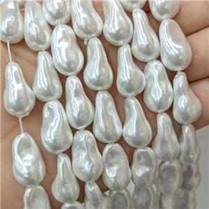 Baroque Style White Pearlized Shell Beads Freeform, approx 13-22mm [SHP328]
