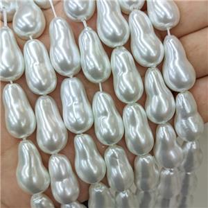 Baroque Style White Pearlized Shell Beads Freeform, approx 13-24mm [SHP329]