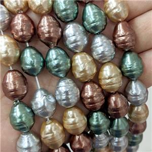 Baroque Style Pearlized Shell Barrel Beads Screw Mixed Color Dye, approx 13-16mm [SHP333]