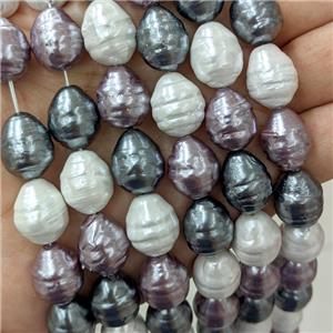 Baroque Style Pearlized Shell Barrel Beads Screw Mixed Color Dye, approx 13-16mm [SHP335]