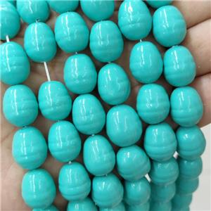 Baroque Style Pearlized Shell Barrel Beads Screw Teal Dye, approx 13-16mm [SHP338]
