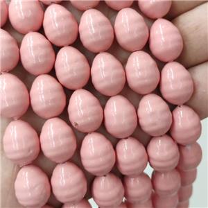 Baroque Style Pearlized Shell Barrel Beads Screw Pink Dye, approx 13-16mm [SHP339]