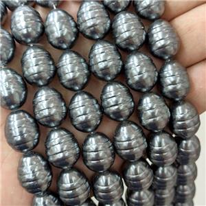 Baroque Style Pearlized Shell Barrel Beads Screw Black Dye, approx 13-16mm [SHP340]