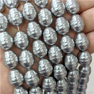 Baroque Style Pearlized Shell Barrel Beads Screw Graysilver Dye, approx 13-16mm [SHP341]