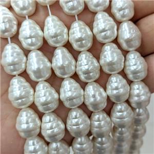 Baroque Style Pearlized Shell Barrel Beads Screw White, approx 13-16mm [SHP342]
