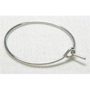 stainless steel Hoop Earrings, platinum plated, approx 0.7x30mm [SSB0356-30MM]