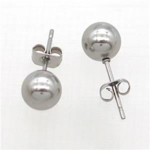 raw stainless steel Stud Earrings, approx 4mm dia [SSB0359-4MM]