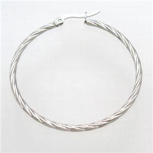 raw stainless steel Hoop Earrings, approx 2mm, 44mm dia [SSB0364]