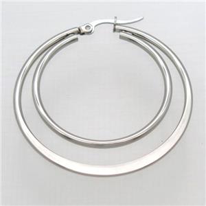 raw stainless steel Hoop Earrings, approx 34mm, 44mm dia [SSB0366]