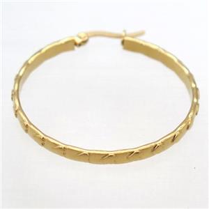 stainless steel Hoop Earrings, gold plated, approx 40mm dia [SSB0370]