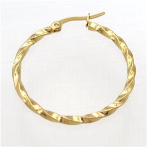 stainless steel Hoop Earrings, gold plated, approx 34mm dia [SSB0374]