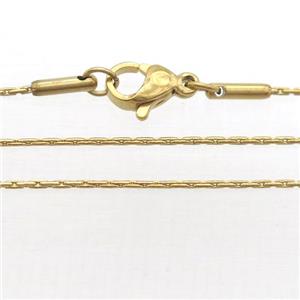 stainless steel necklace chain, gold plated, approx 1mm, 49cm length [SSB0380]