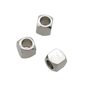 raw stainless steel cube beads, approx 3mm [SSB0408]