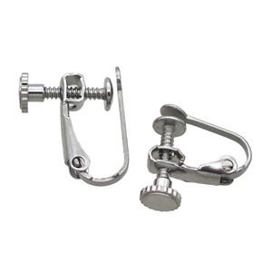 raw stainless steel Clip Earrings, approx 13-15mm [SSB0416]