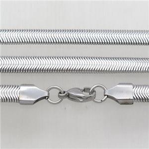 raw Stainless Steel Necklace Chain, flat snake, approx 4mm, 50cm length [SSB0430-4MM]