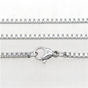 raw Stainless Steel Necklace Box Chain, approx 2mm, 60cm length [SSB0432-2MM60]