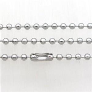 raw Stainless Steel Necklace Ball Chain, approx 2.4mm, 60cm length [SSB0435-2.4MM]
