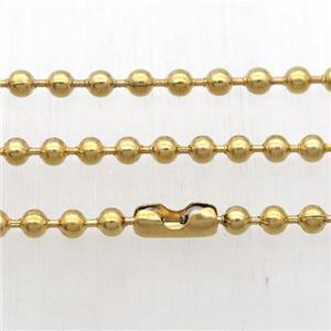 Stainless Steel Necklace Ball Chain, gold plated, approx 2.4mm, 60cm length [SSB0436-2.4MM]