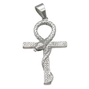 stainless steel snake cross pendant, approx 34-52mm [SSB0465]