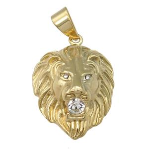 stainless steel Lion pendant, gold plated, approx 30-38mm [SSB0466]