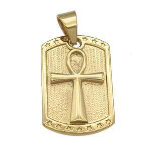 stainless steel cross pendant, gold plated, approx 25-40mm [SSB0476]