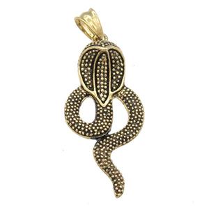 stainless steel sanke pendant, antique gold, approx 24-46mm [SSB0478]