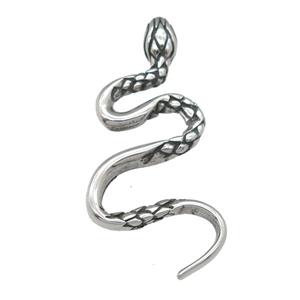 stainless steel snake pendant, antique silver, approx 23-50mm [SSB0487]