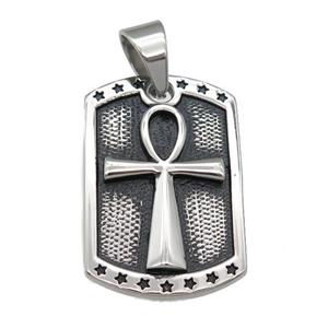 stainless steel cross pendant, antique silver, approx 25-40mm [SSB0488]