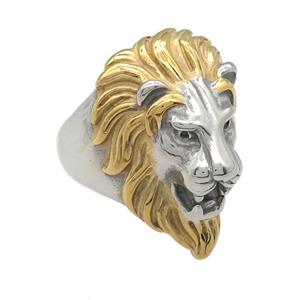 stainless steel Lion Ring, gold plated, approx 25-35mm, 21mm dia [SSB0496]