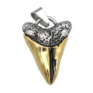 stainless steel shark-tooth pendant, gold plated, approx 28-38mm [SSB0503]