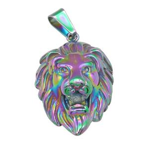 stainless steel Lion pendant, rainbow electroplated, approx 28-38mm [SSB0505]
