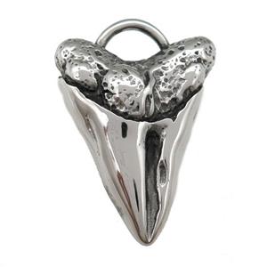 stainless steel Shark-tooth pendant, antique silver, approx 28-38mm [SSB0506]