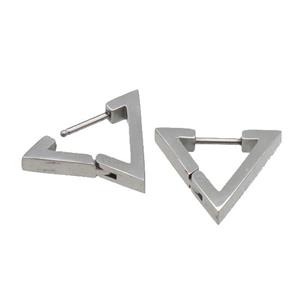 stainless steel Latchback Earring, triangle, platinum plated, approx 16-18mm [SSB0516]