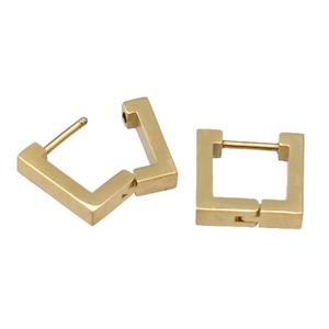 stainless steel Latchback Earring, square, gold plated, approx 12-12.5mm [SSB0519]