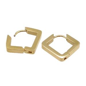 stainless steel Latchback Earring, square, gold plated, approx 17-20mm [SSB0522]