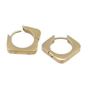 stainless steel Latchback Earring, square, gold plated, approx 19-21mm [SSB0523]