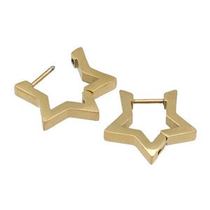 stainless steel Latchback Earring, star, gold plated, approx 17-18.5mm [SSB0526]