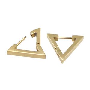 stainless steel Latchback Earring, triangle, gold plated, approx 16-18mm [SSB0527]