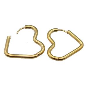 stainless steel Latchback Earring, heart, gold plated, approx 17-25mm [SSB0529]