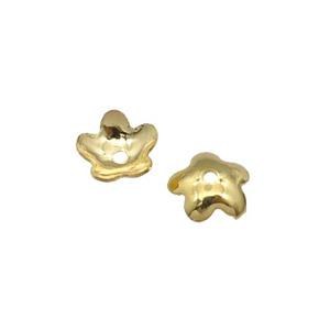 stainless steel beadcaps, gold plated, approx 6mm [SSB0548]