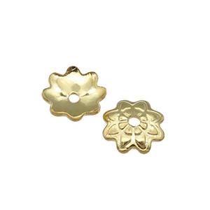 stainless steel beadcaps, gold plated, approx 7.5mm [SSB0549]