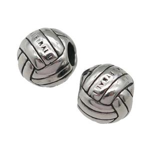 Stainless Steel round Beads, antique silver, approx 11mm, 4mm hole [SSB0562]