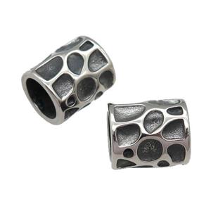 Stainless Steel Tube Beads Large Hole Antique Silver, approx 12-13mm, 9mm hole [SSB0563]
