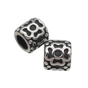 Stainless Steel tube Beads, antique silver, approx 8-9mm, 5mm hole [SSB0566]