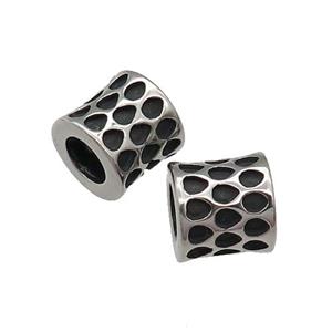 Stainless Steel Bamboo European Beads, large hole, antique silver, approx 10mm, 6mm hole [SSB0577]