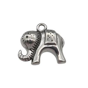 Stainless Steel elephant pendant, antique silver, approx 14-15mm [SSB0582]