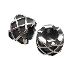 Stainless Steel Tube Beads, large hole, antique silver, approx 11mm, 6mm hole [SSB0586]