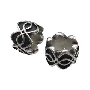 Stainless Steel tube Beads, antique silver, approx 11mm, 6mm hole [SSB0587]